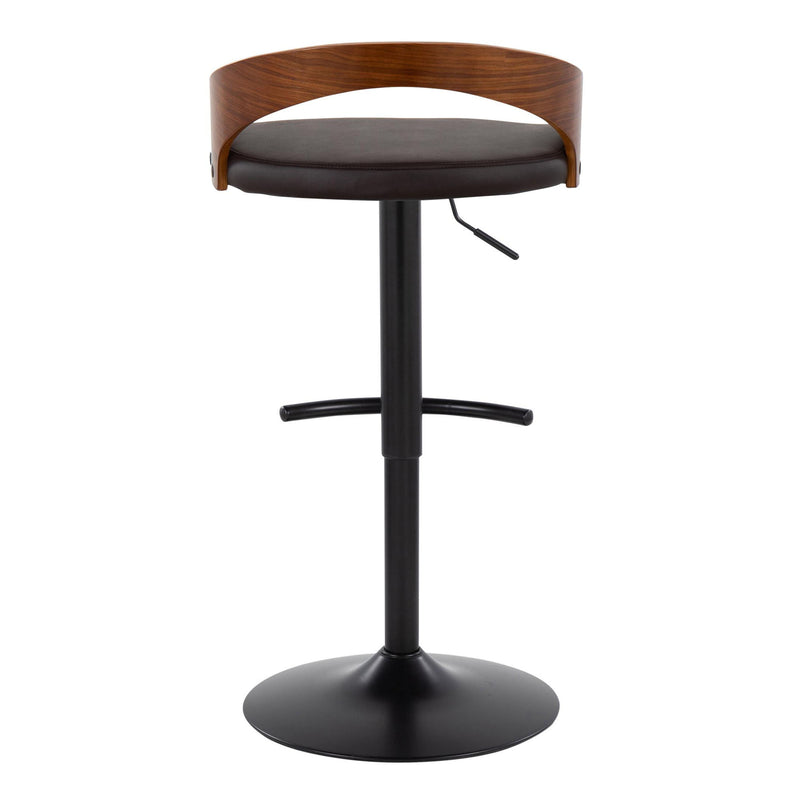 Grotto - Contemporary Adjustable Barstool With Swivel With Rounded T Footrest (Set of 2)