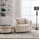 Oversized Velvet Swivel Barrel Accent Chair And Ottoman Set With Storage