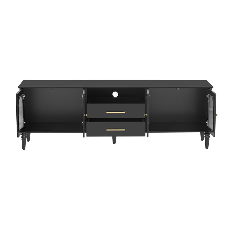 Retro TV Stand With Fluted Glass Doors