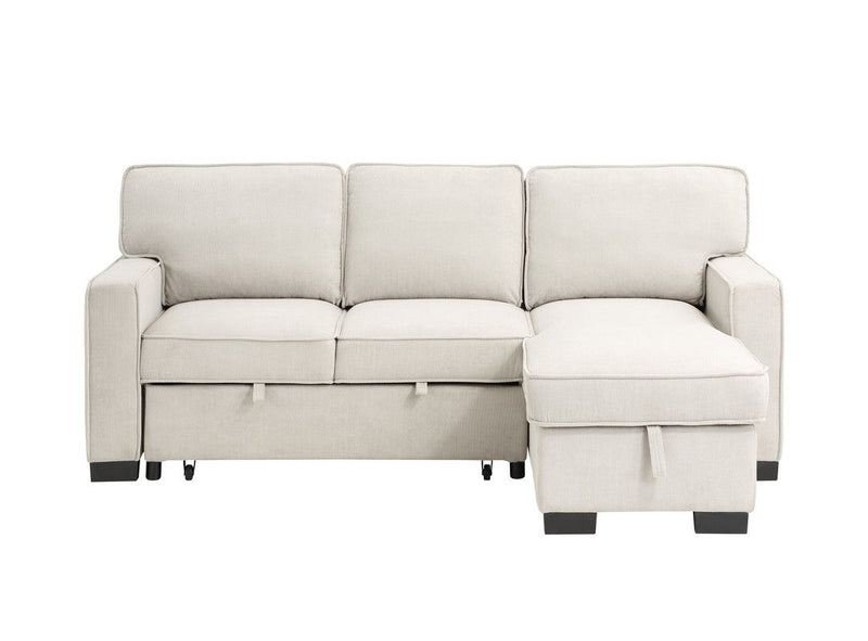 Estelle - Fabric Reversible Sleeper Sectional With Storage Chaise Drop-Down Table 2 Cup Holders And 2 USB Ports