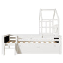 House Bed With Ladder And Storage Drawers Platform With Blackboard, No Box Spring