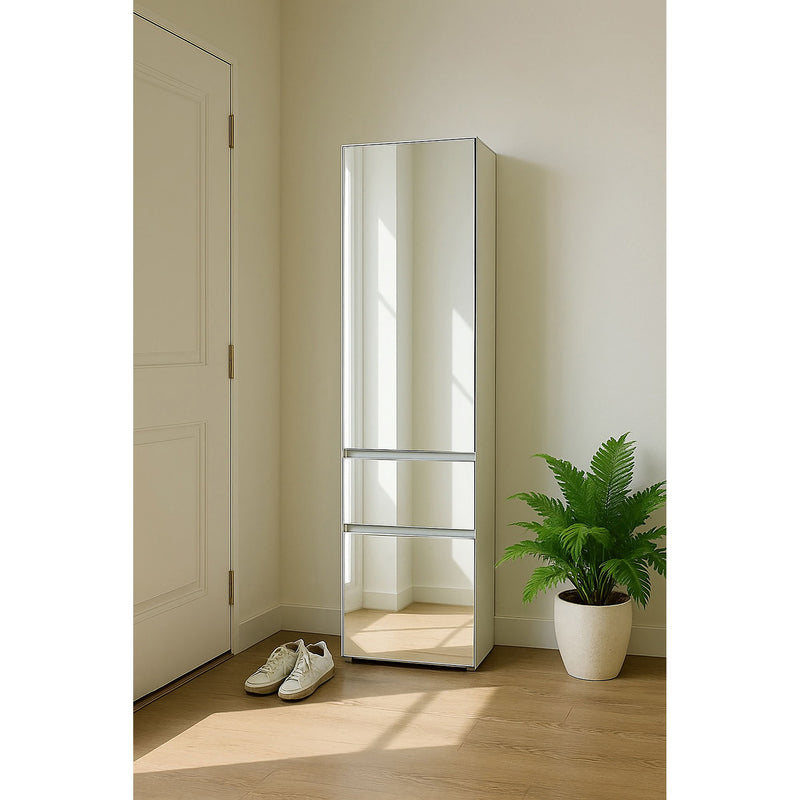Elise - Slim Modular Wood Closet Cabinet With Mirror In Durable Melamine Construction - White