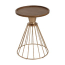 Hollow - Edge Retro Art Pine Side Table With Antique And Natural Color, Iron And Pine Construction - Antique Gold / Natural