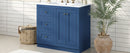 Bathroom Vanity With Ceramic Sink, Bathroom Storage Cabinet With 2 Drawers & Shelf, Freestanding Bathroom Cabinet - Blue