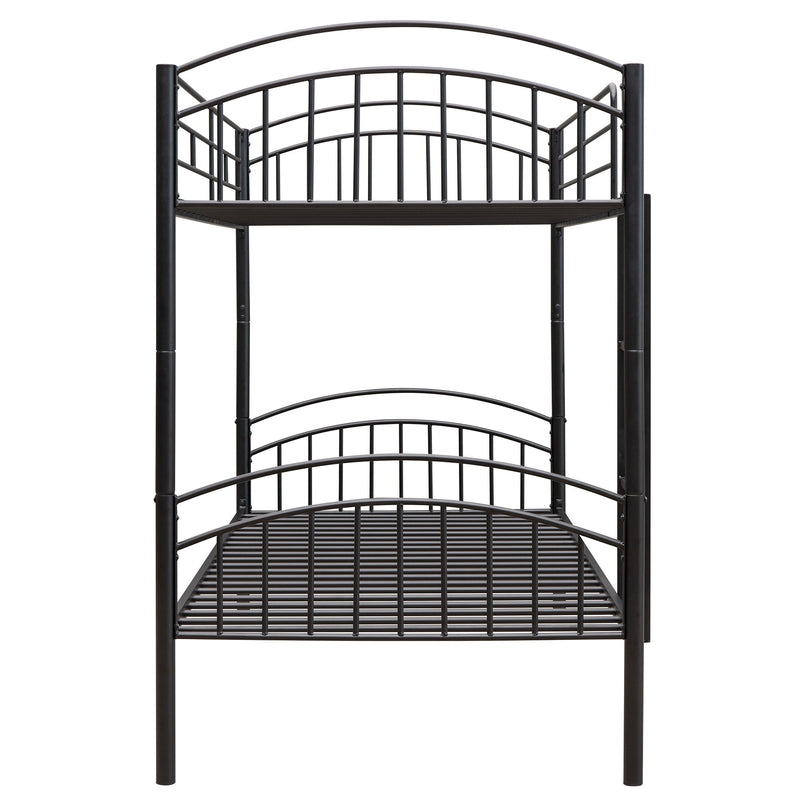 Twin Over Twin Metal Bunk Bed, Divided Into Two Beds - Black