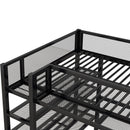 Full Size Metal Loft Bed with 4-Tier Shelves and Storage, Black