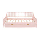 Full Size Daybed with Two Storage Drawers and Support Legs, Pink