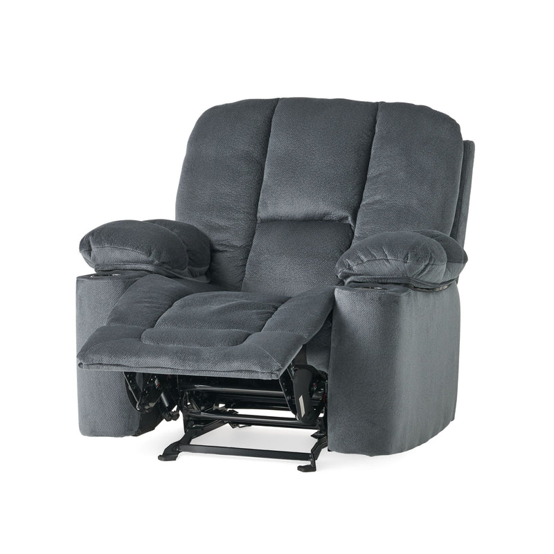 Luxurious Manual Recliner Chair With Skin-Friendly Fabric And Dual Cup Holders