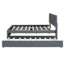 Upholstered Platform Bed With Brick Pattern Headboard And Twin Long Size Trundle