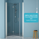 Fold Frameless Shower Door With Tempered Glass