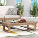 Outdoor Coffee Table With Slat Design And Sled Base - Brown