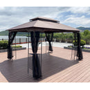 Patio Gazebo Tent With Ventilated Double Roof And Mosquito Net For Backyard Or Garden