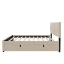 Elegant Upholstered Platform Bed With Twin Size Trundle