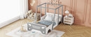Twin Size Car-shaped Bed with Roof,Wooden Twin Floor Bed with wheels and door Design,Montessori Inspired Bedroom,Grey