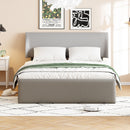 Full Size Sleigh Bed with Side-Tilt Hydraulic Storage System, Linen Upholstery, Gray