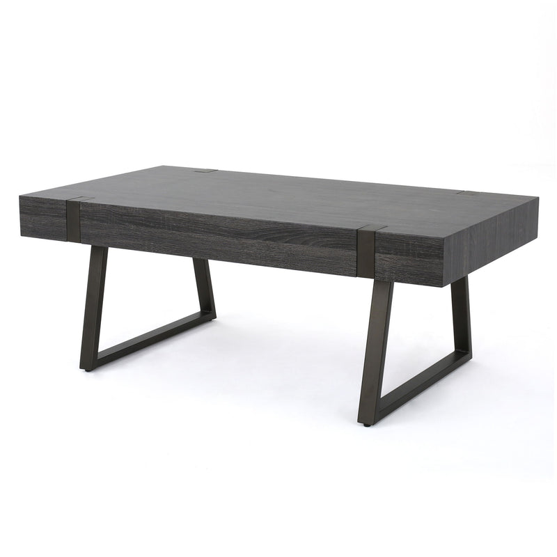 Abitha - Coffee Table With Industrial Powder Coated Metal Legs