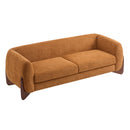 Contemporary Boucle Sherpa Sofa With Birch Wood Legs