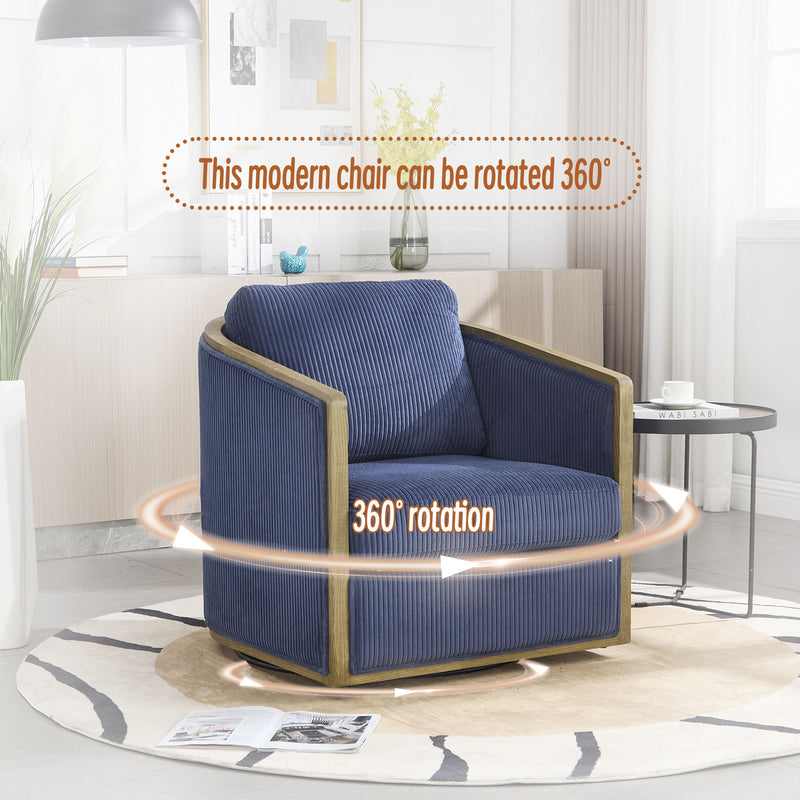 Corduroy Barrel Chair, 360 Degree Swivel