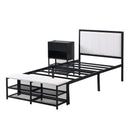 Platform Bed With 2 Tier Storage Shelves, Storage Cabinet