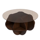 Round Coffee Table With Storage For Living Room - Walnut