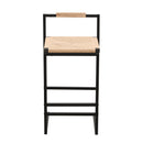 Stylish (Set of 2) Bar Stools With Backrest And Paper Rope Woven Seat, Counter Height Dining Chairs For Kitchen - Natural