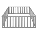 Full Size Wood Daybed Frame with Fence, Gray(OLD SKU:WF289662AAE)