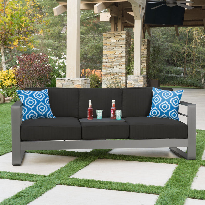Cape Coral - Modern 3 Seater Sofa With Metal Tray