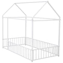 Metal Bed House Bed Frame With Fence