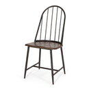 Rustic Farmhouse Style Dining Chair With Spindle Backrest - Dark Brown