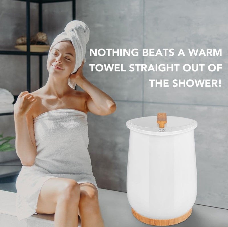 Towel Warmers, Luxury Bucket Towel Warmers, Large Towel Warmers For The Bathroom, Fits Up To 2 Oversized Towels - White