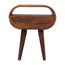 Circular Bedside Table With Open Slot - Caramel
