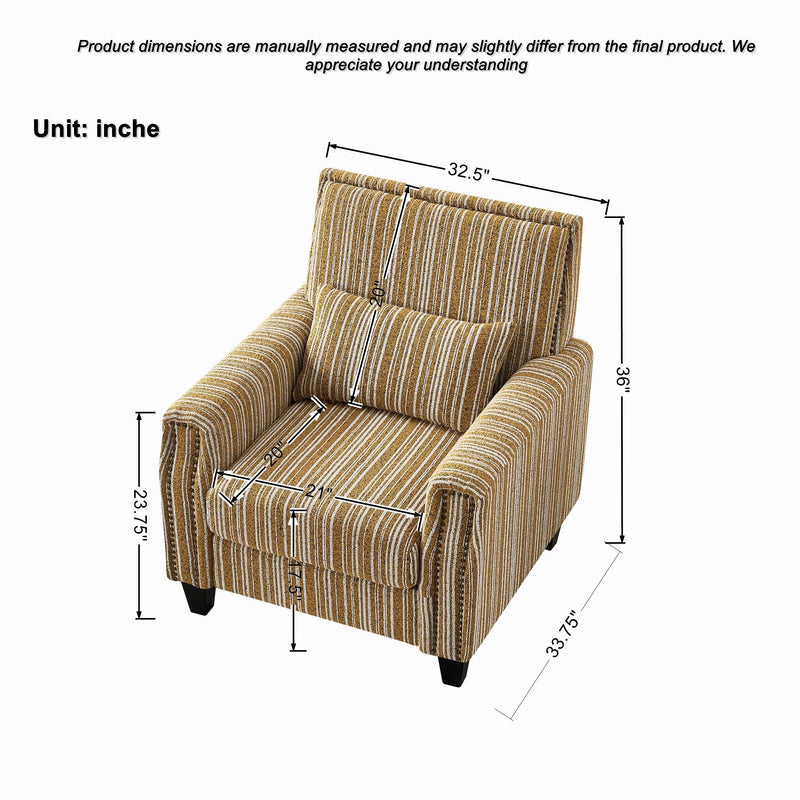 Accent Chair With Arms, Comfy Armchair For Living Room - Yellow