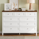 Rustic Storage Dresser With 9 Drawers And Silver Handle