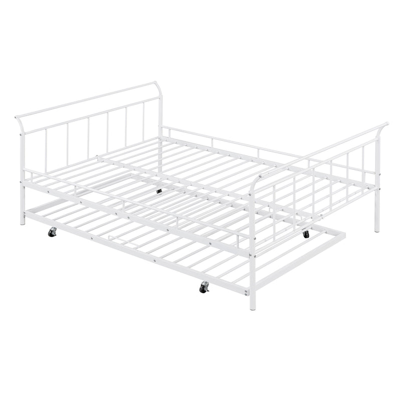 Metal Daybed With Curved Handle Design And Trundle