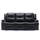 3 Seater Home Theater Recliner Manual Recliner Chair With A LED Light Strip Two Built-In Cup Holders For Living Room