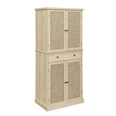 4 Door Storage Cabinet With 1 Drawer And 4 Adjustable Inner Shelves - Natural