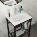Console Sink With Legs, 24" X 18", Durable Porcela With Frame - White / Black