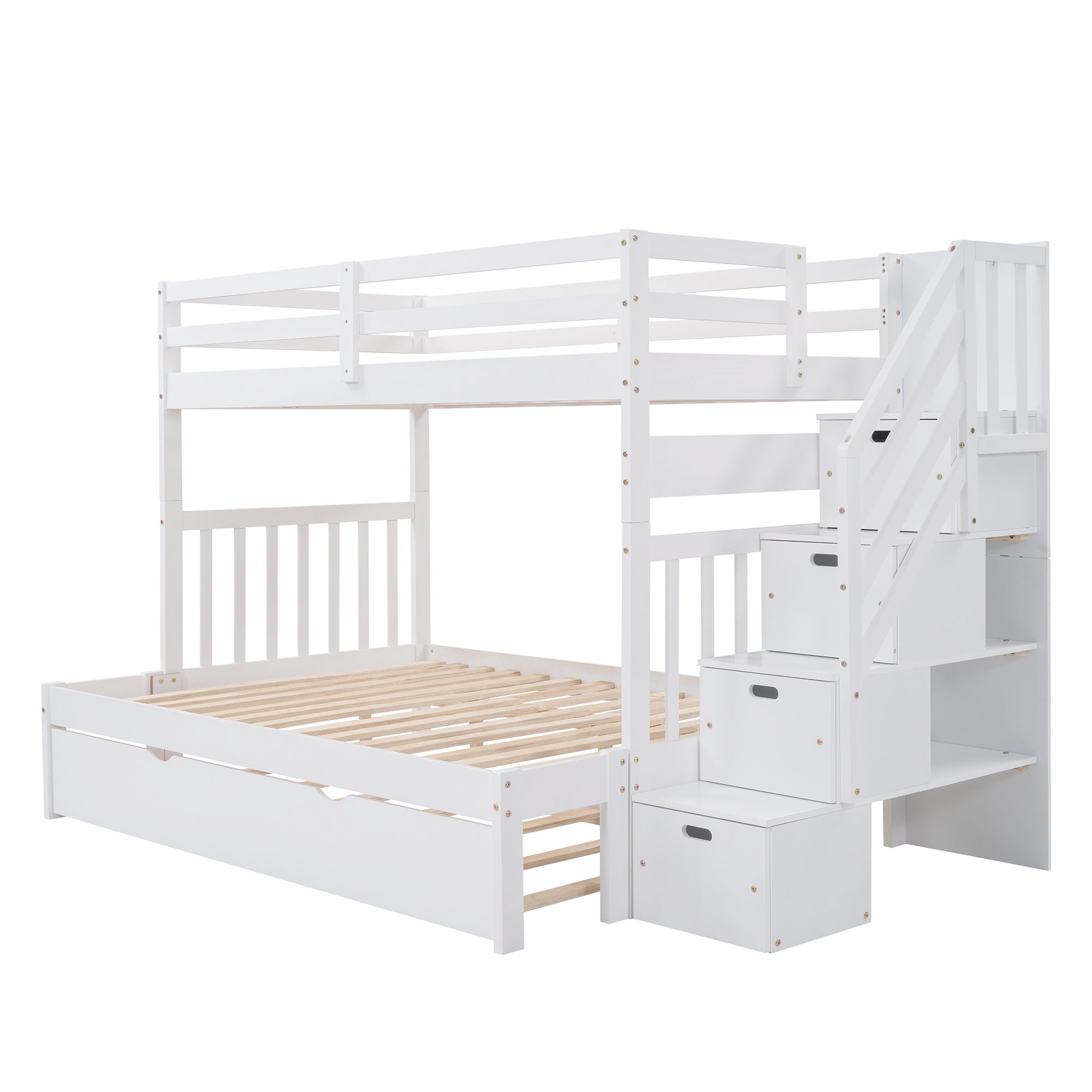 Twin over Twin/Full Bunk Bed with Twin Size Trundle (White)(OLD SKU :LP000025AAK) - Atlantic Fine Furniture Melbourne FL