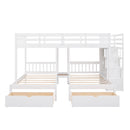 Multifunctional Triple Bunk Bed With Drawers And Guardrails