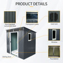 Outdoor Metal Storage Shed With Window And Transparent Plate For Garden, Lawn