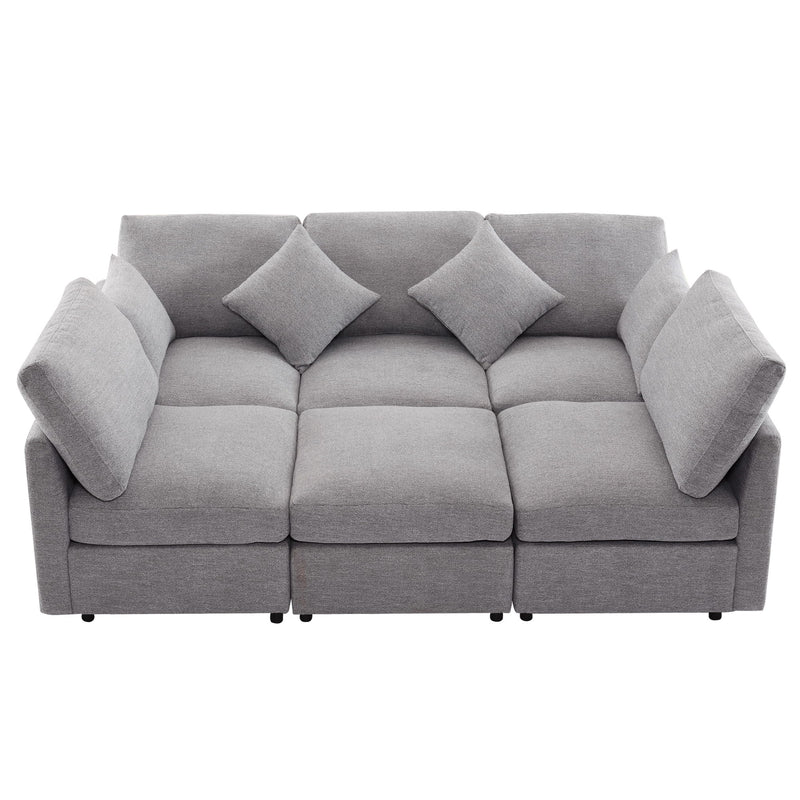Sectional Sofa Modular U-Shaped With Ottoman & USB Ports