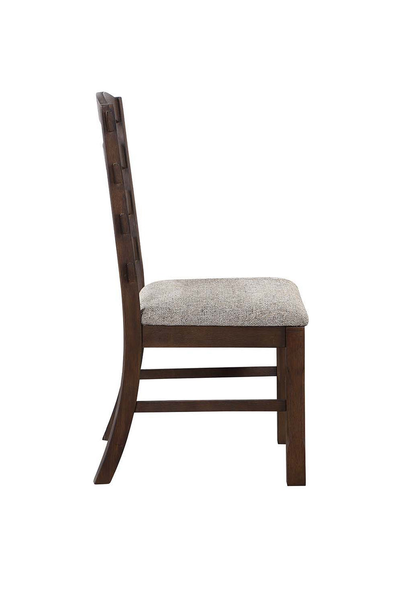 Pascaline - Side Chair (Set of 2) - Gray Fabric, Rustic Brown & Oak Finish - Atlantic Fine Furniture Inc