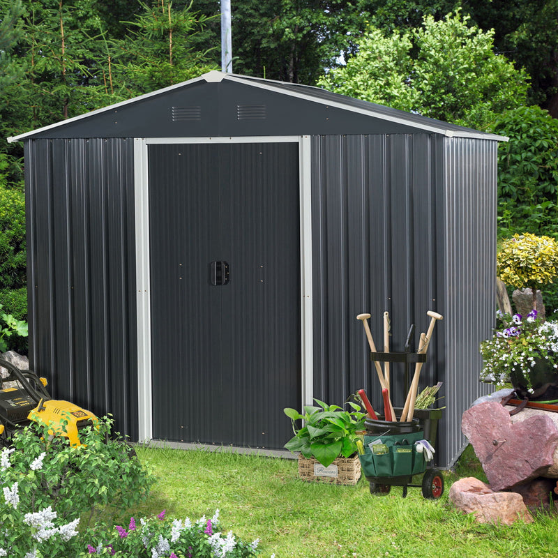 Outdoor Metal Storage Shed With Floor Base