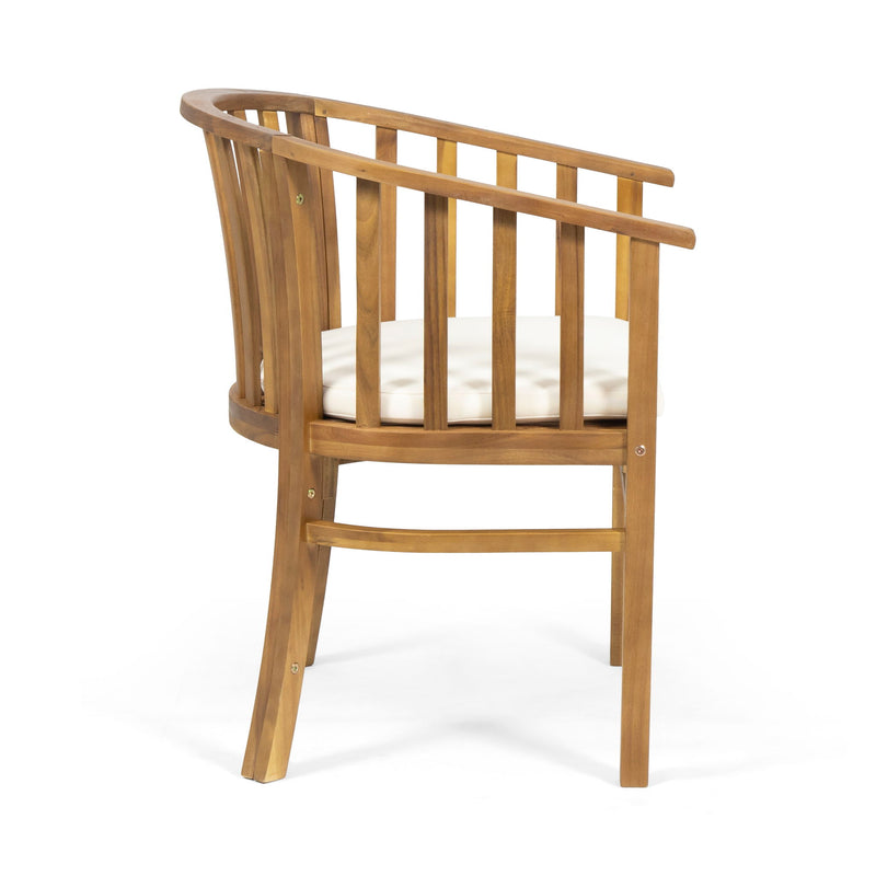 Outdoor Wooden Dining Chairs With Cushions (Set of 2)