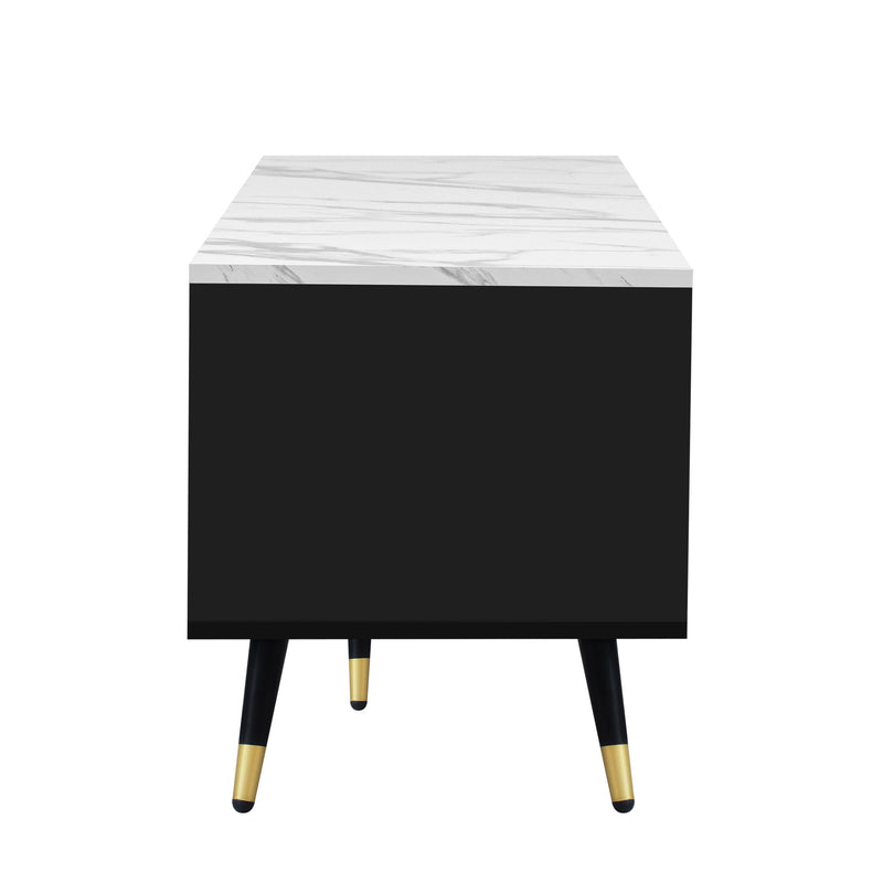 Modern TV Stand With 2 Cabinets & Open Compartments, Entertainment Center For Tvs Up To 80''