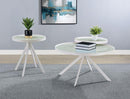 Briggs - Round Marble Printed Glass Top Coffee Table