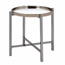 Edith - Round End Table - Dark Nickel