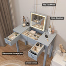 Vanity Table With LED Lights, Flip-Top Mirror And 2 Drawers, Jewelry Storage