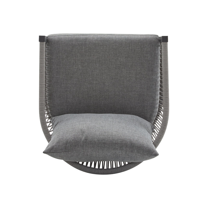 Modern Curved Aluminum Lounge Chair With Stylish Rope Weave Design And Cushioned Comfort For Outdoor