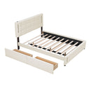 Upholstered Platform Bed With Trundle & Drawers